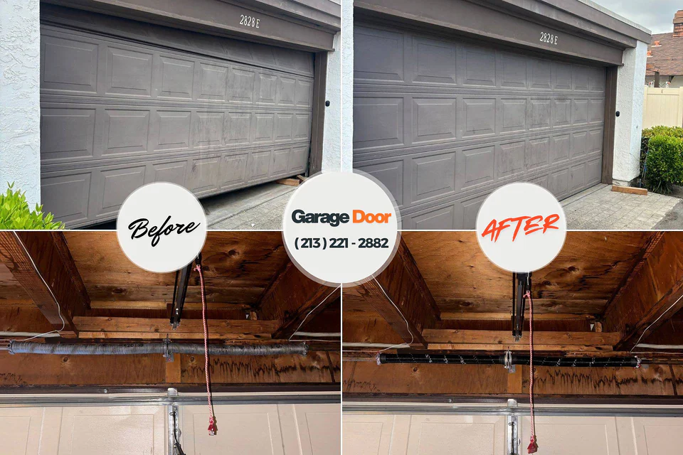 Before and after: garage door repair Lakewood, NY